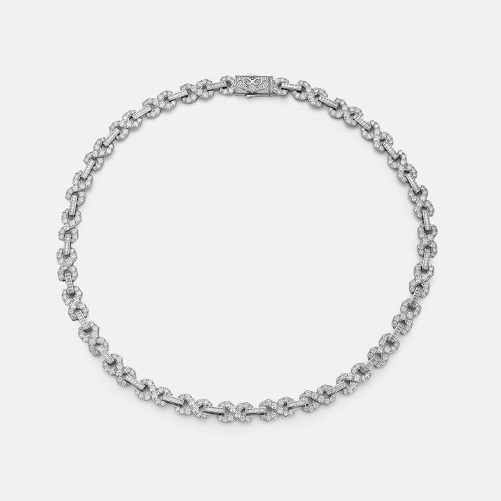 12MM Round & Baguette Moissanite Infinity Link Chain