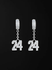 S925 Moissanite Iced Number Dangle Hoop Earrings