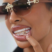 Top Baguette Bar W Purple Clover Fang Grillz