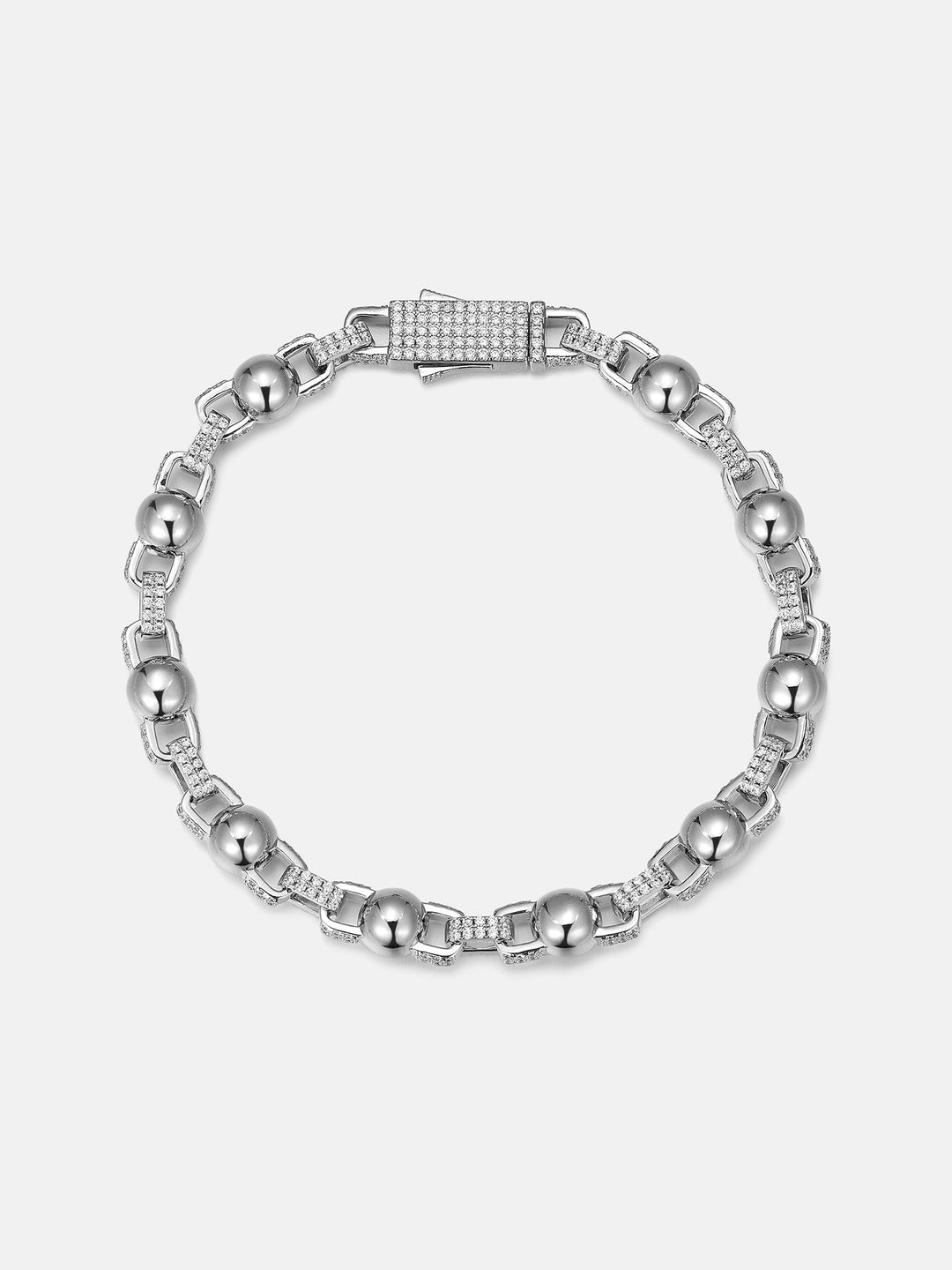 7mm Plain Round Ball Moissanite Rolo Chain Or Bracelet