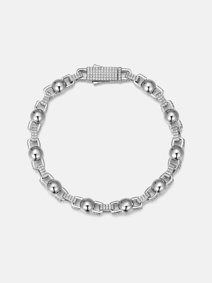 7mm Plain Round Ball Moissanite Rolo Chain Or Bracelet