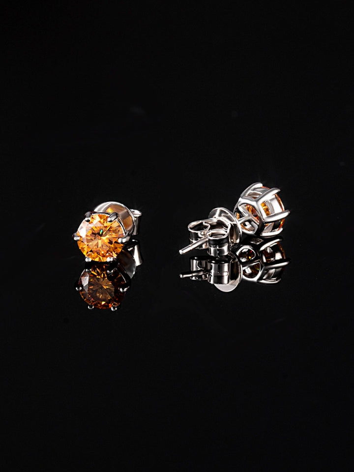 Certified Yellow Moissanite Stud Earrings-2.00CT Total