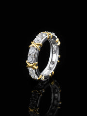 Solid Gold Two Tone Crossover Diamond Ring - deposit