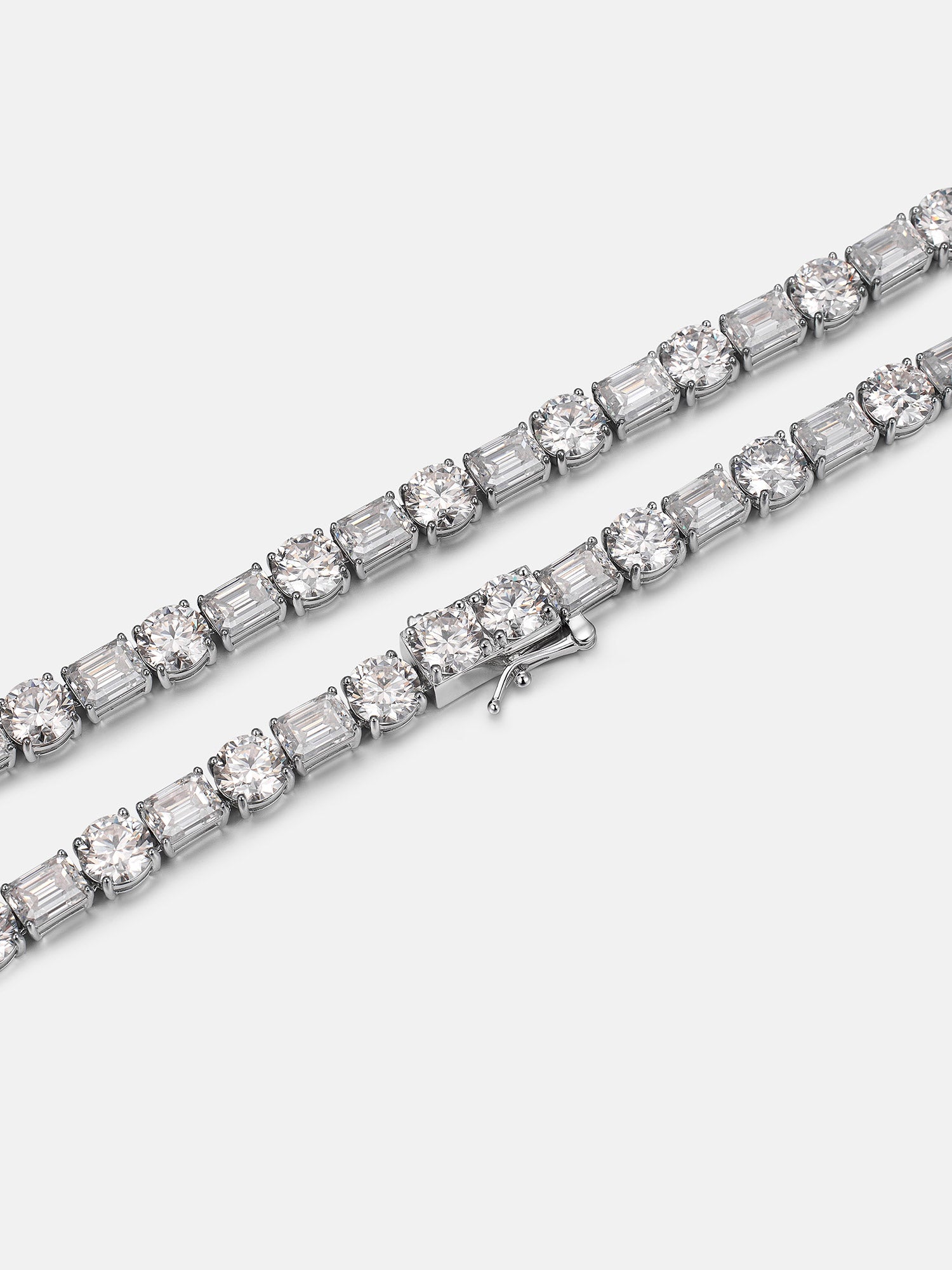 8MM Emerald & Round Cut Moissanite Tennis Chain