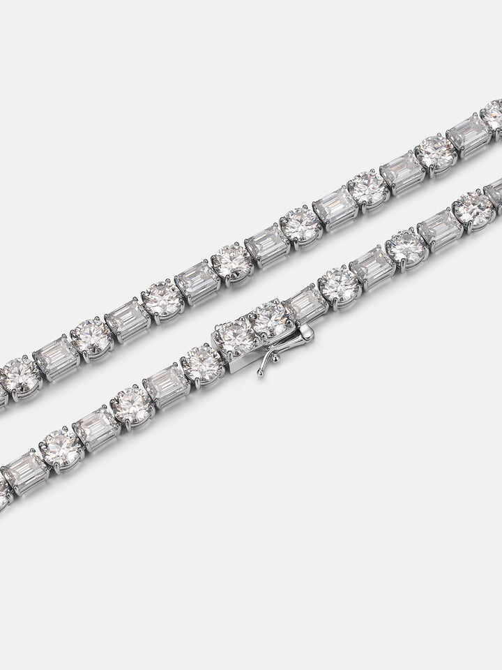 8MM Emerald & Round Cut Moissanite Tennis Chain