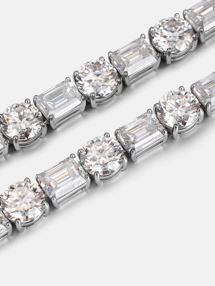 【King Ice】8mm BRILLIANT EMERALD-CUT CLUSTERED TENNIS CHAIN 8MM Emerald & Round Cut Moissanite Tennis Chain – ICEGIANT
