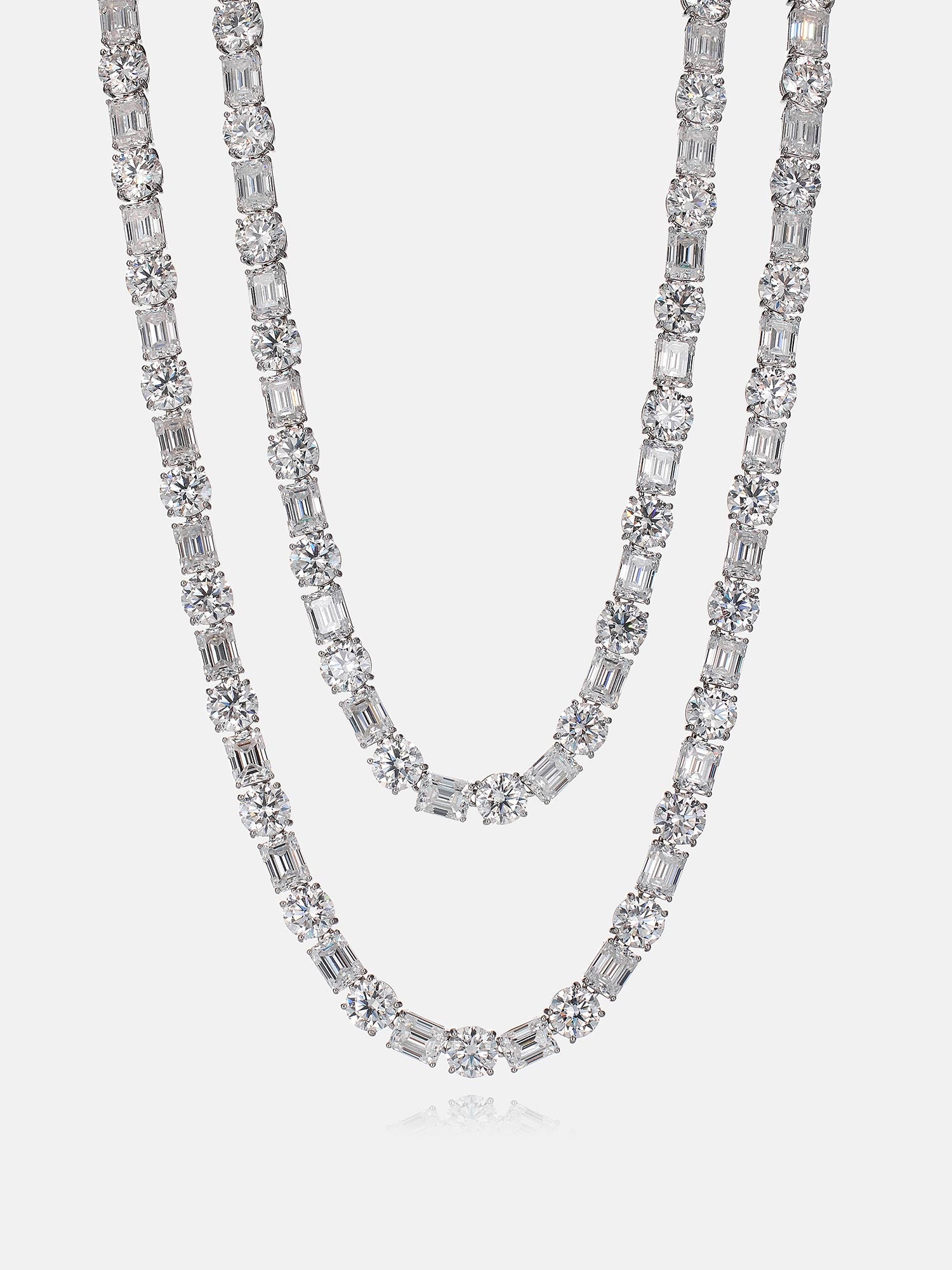 8MM Emerald & Round Cut Moissanite Tennis Chain