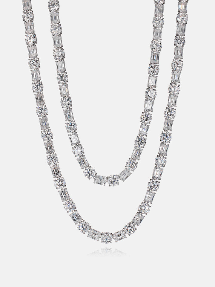 8MM Emerald & Round Cut Moissanite Tennis Chain