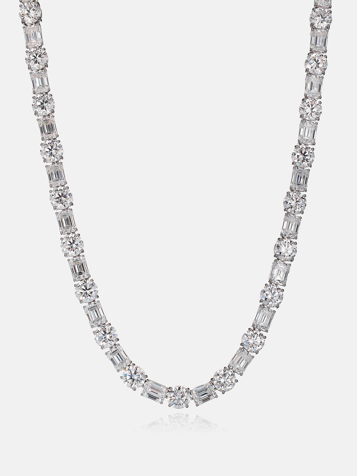 8MM Emerald & Round Cut Moissanite Tennis Chain