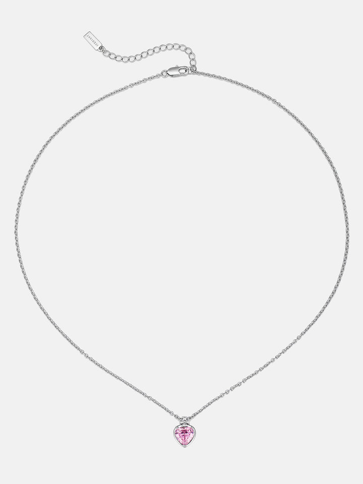 8mm Pink Heart & Cross Solitaire Moissanite Necklace