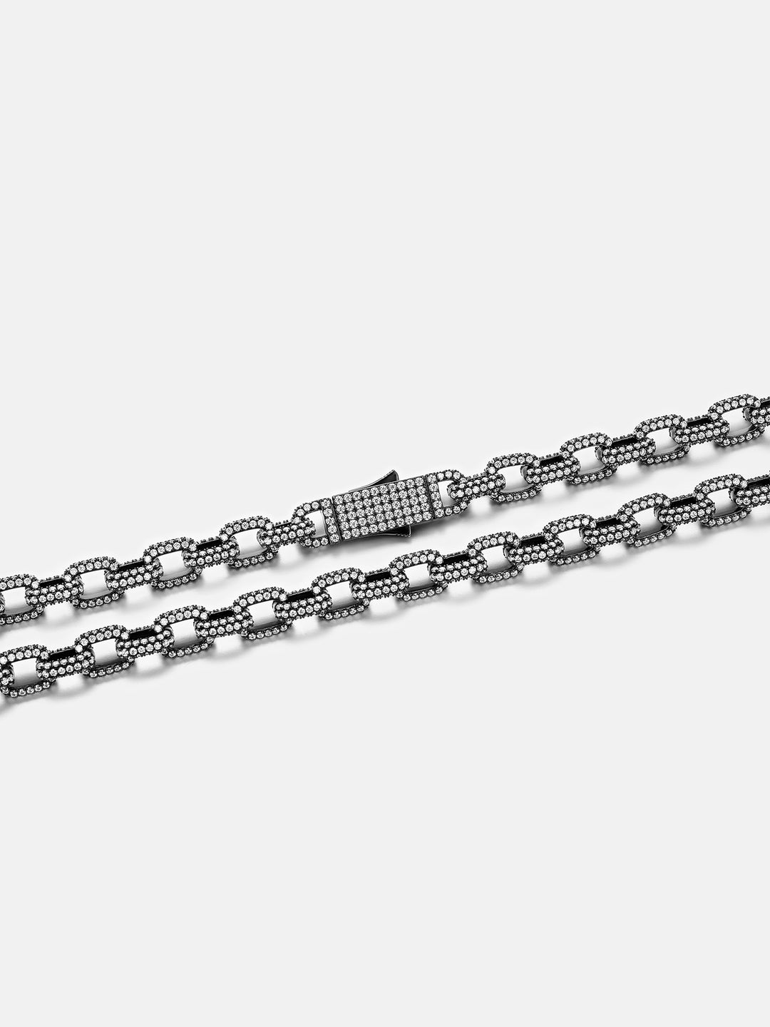 6.5mm S925 Moissanite Rolo Link Chain In Black Gold