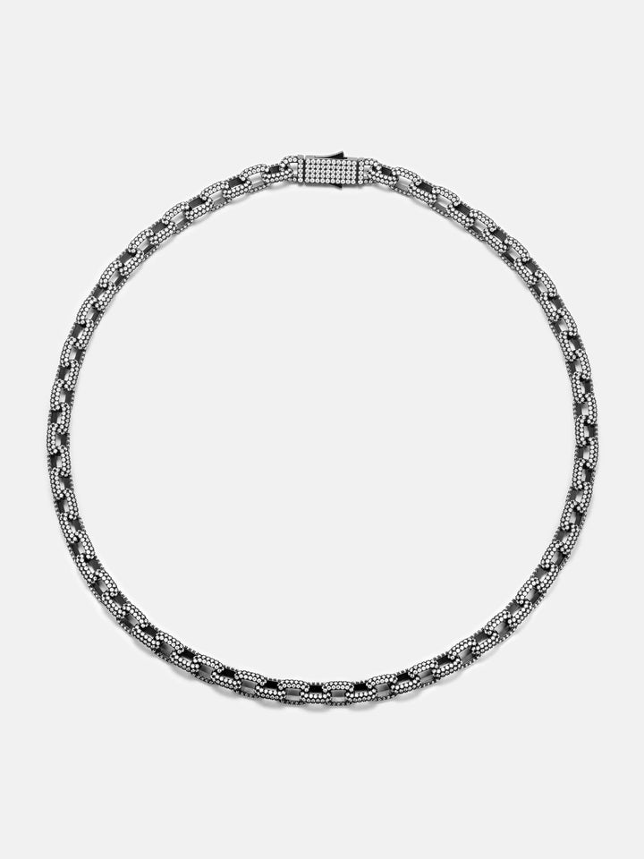 6.5mm S925 Moissanite Rolo Link Chain In Black Gold