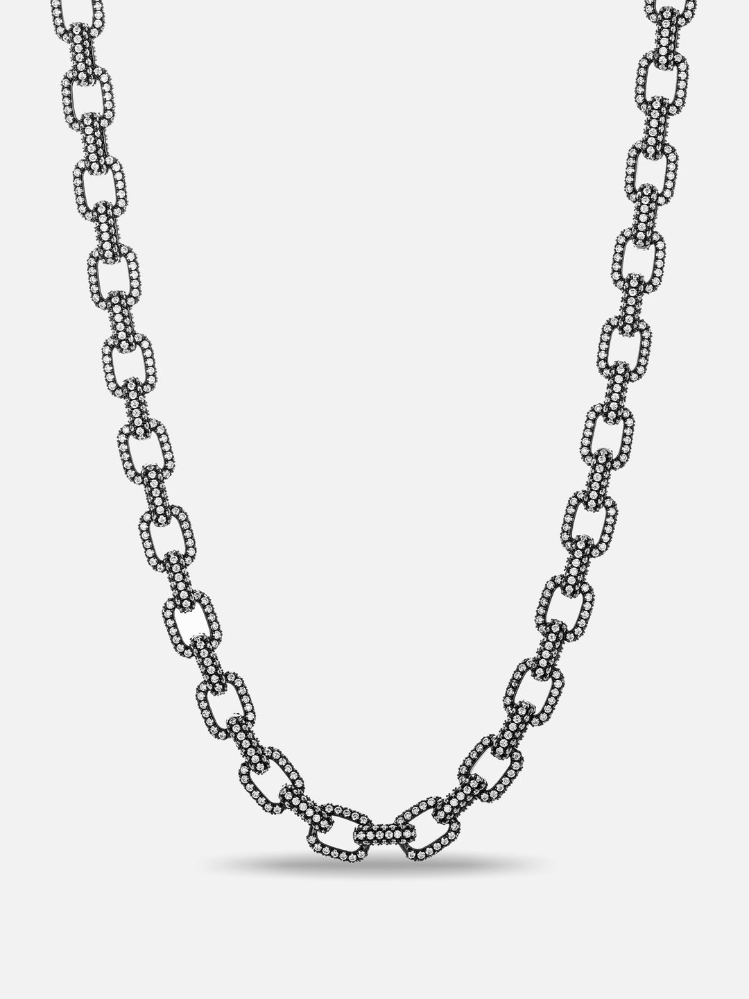 6.5mm S925 Moissanite Rolo Link Chain In Black Gold