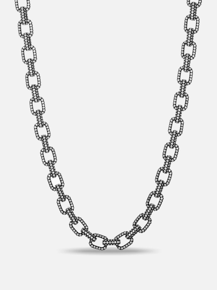 6.5mm S925 Moissanite Rolo Link Chain In Black Gold