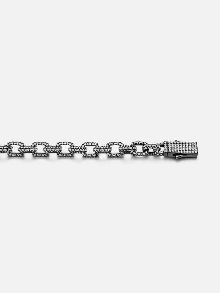 6.5mm S925 Moissanite Rolo Link Chain In Black Gold