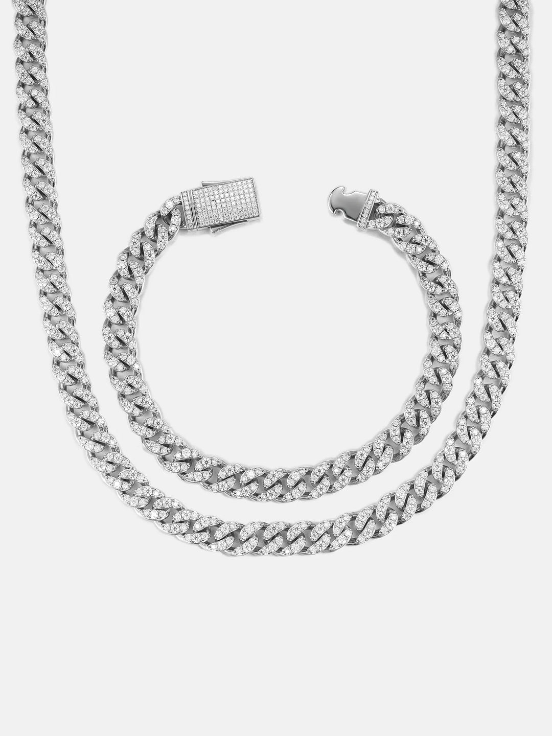 8mm/ 10mm/ 12mm 925 Sterling Silver Moissanite Cuban Chain