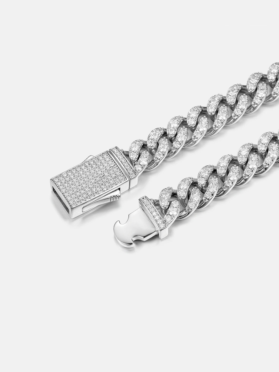 8mm/ 10mm/ 12mm 925 Sterling Silver Moissanite Cuban Chain