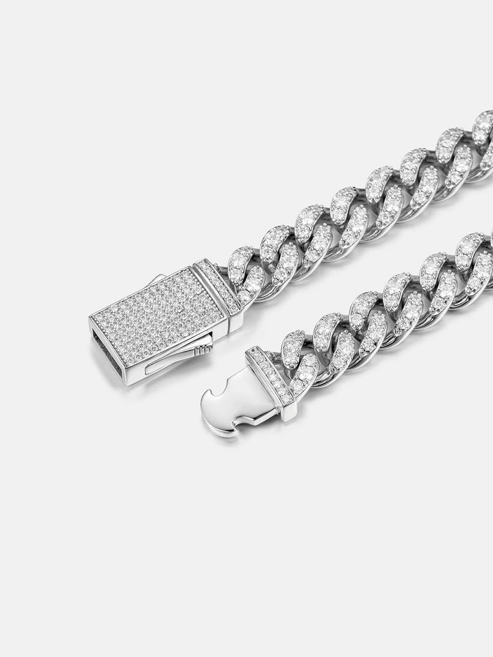 8mm/ 10mm/ 12mm 925 Sterling Silver Moissanite Cuban Chain