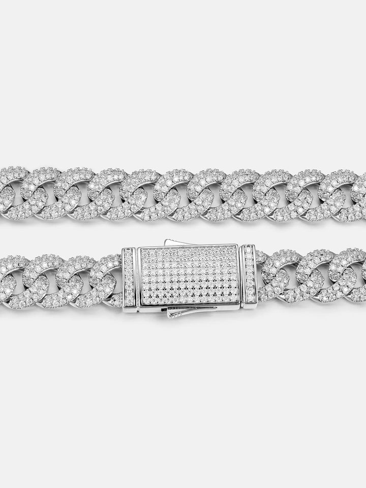 8mm/ 10mm/ 12mm 925 Sterling Silver Moissanite Cuban Chain