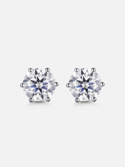 925 Sterling Silver 4CT Round Cut Moissanite Earrings-8CT Total