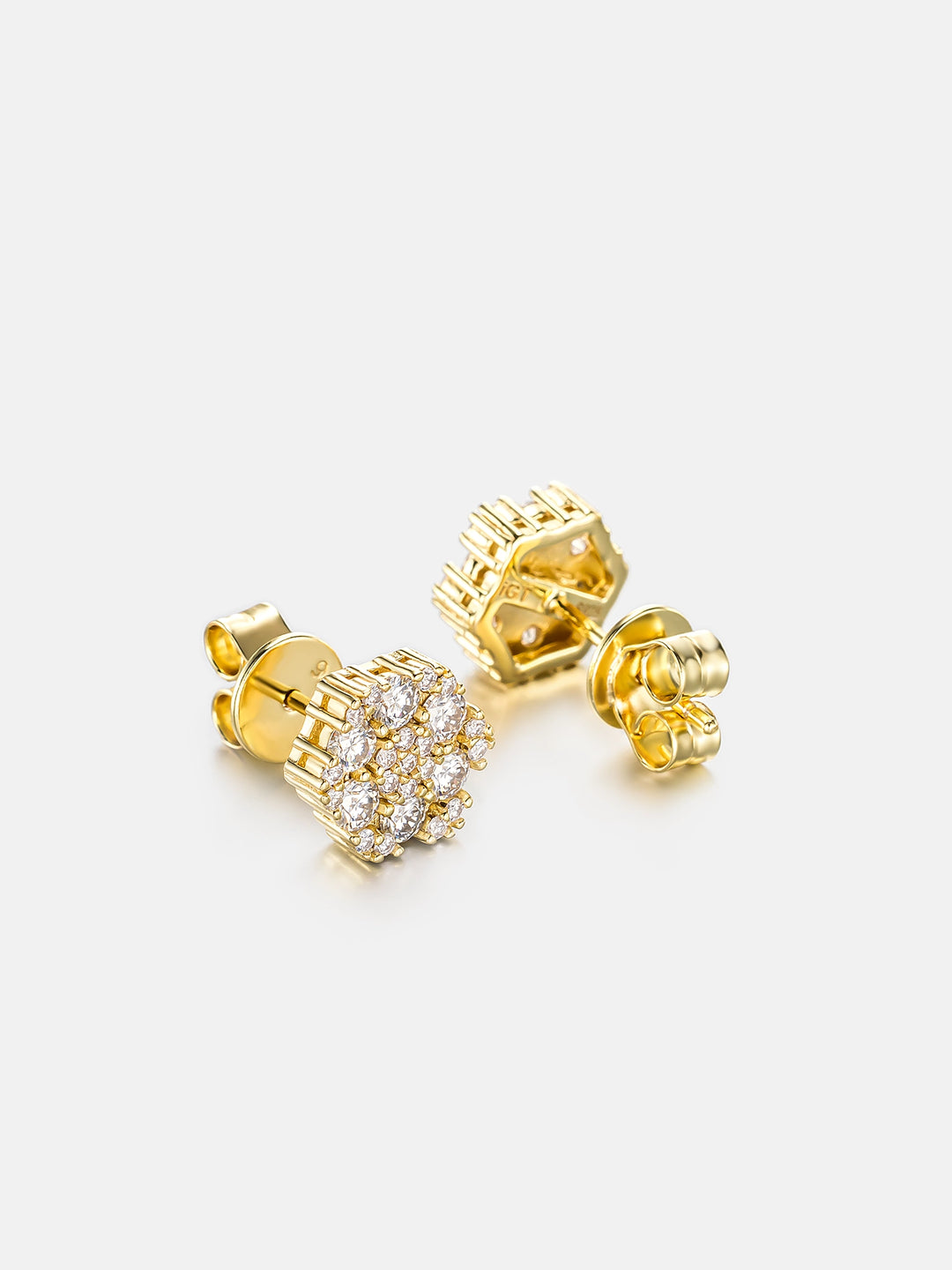 Moissanite Cluster Hexagon Earrings