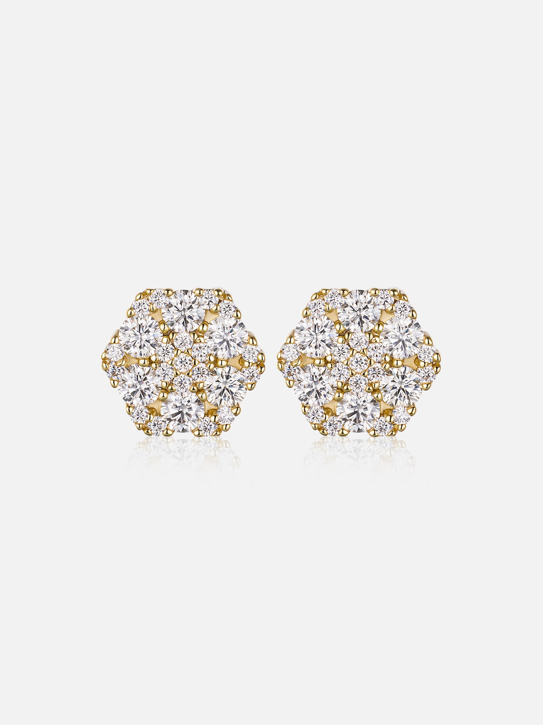 Moissanite Cluster Hexagon Earrings
