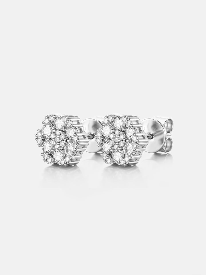 Moissanite Cluster Hexagon Earrings