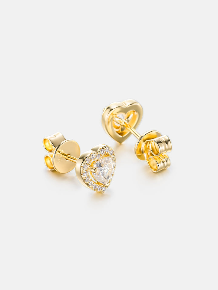 Moissanite Heart Shaped Halo Earrings
