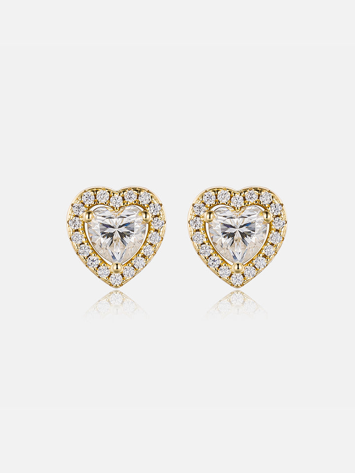 Moissanite Heart Shaped Halo Earrings
