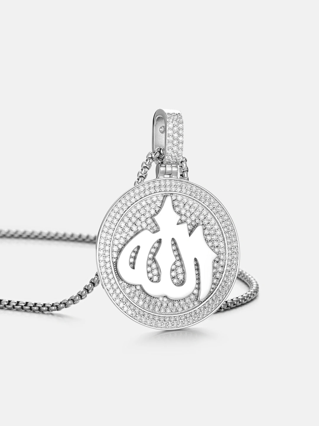 925 Sterling Silver Moissanite Allah Pendant 3.8ct