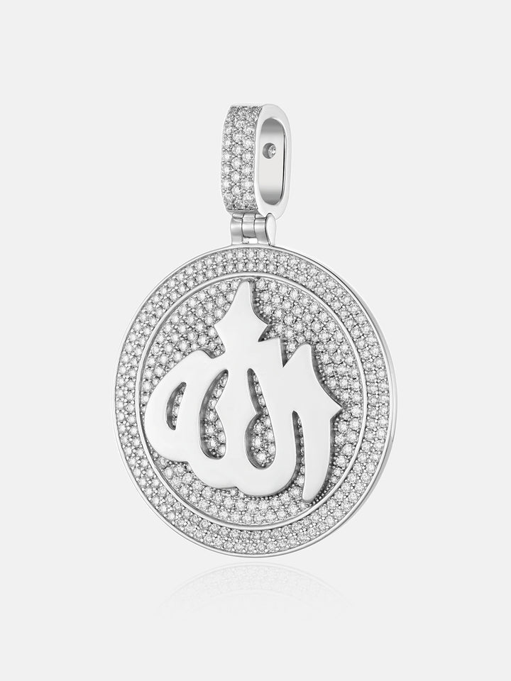 925 Sterling Silver Moissanite Allah Pendant 3.8ct
