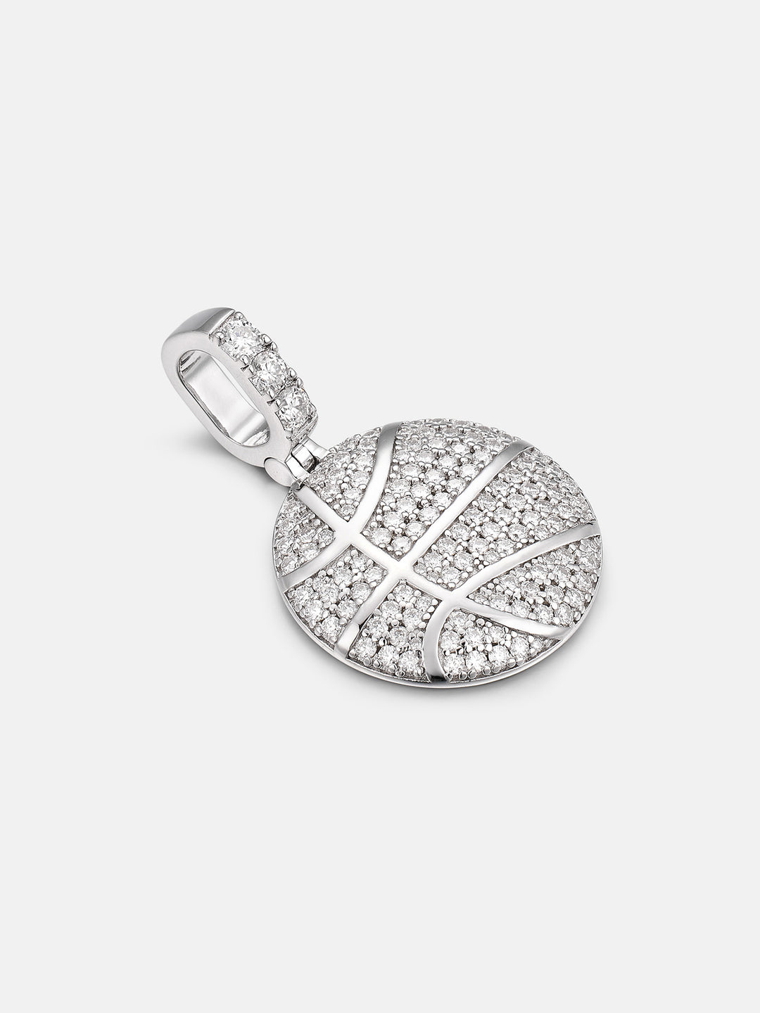 925 Sterling Silver Moissanite Basketball Pendant 1.2ct