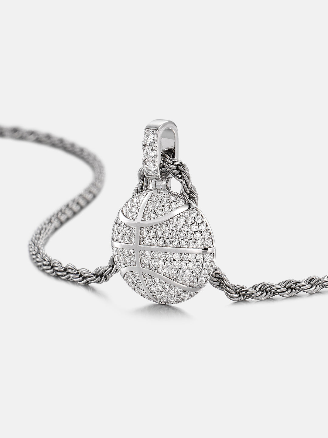 925 Sterling Silver Moissanite Basketball Pendant 1.2ct