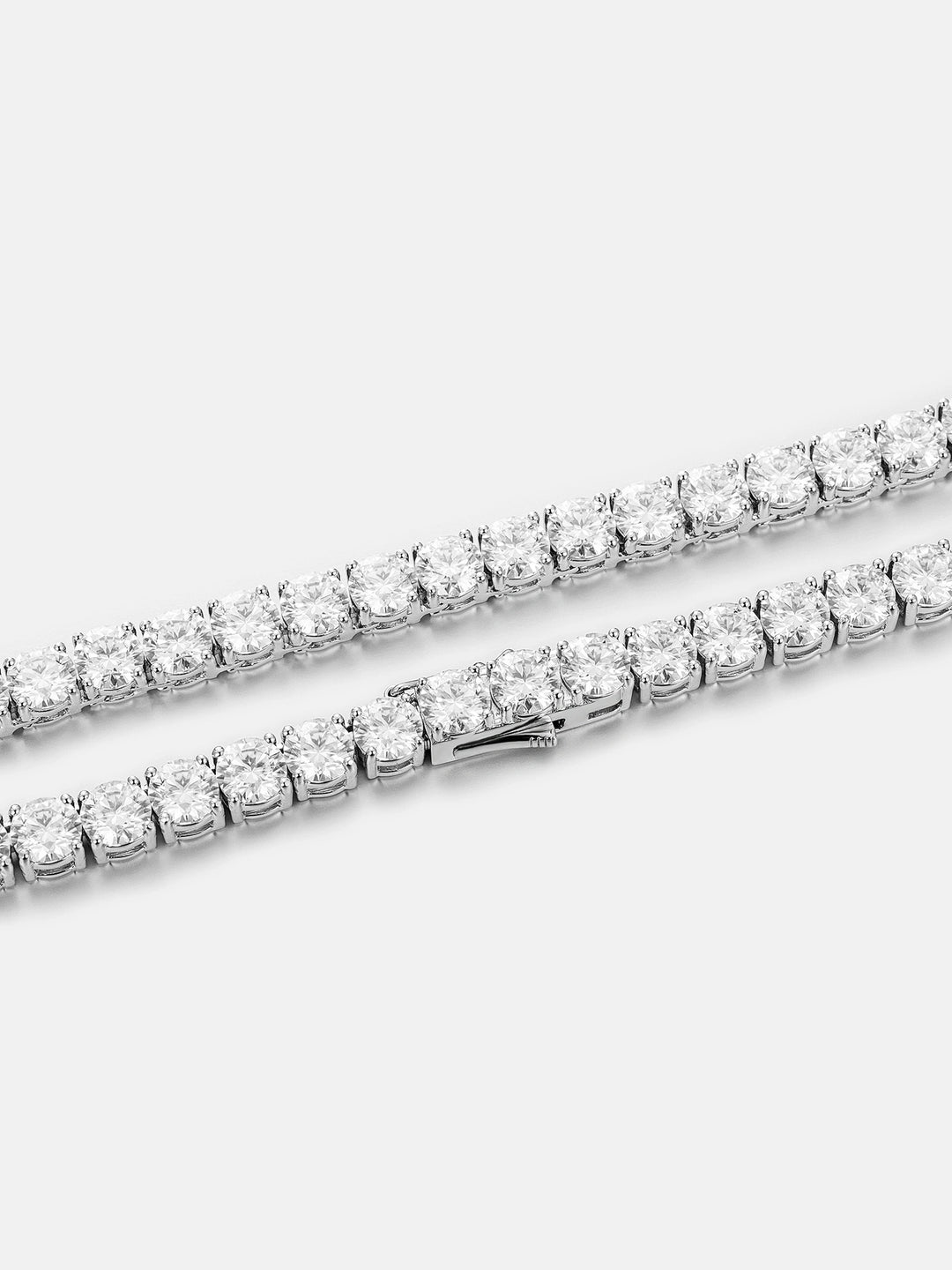 Solid 925 Silver Iced Square Micro Tennis Chain Baguette Necklace Mens Ladies Solid 925 Silver Iced Square Micro Tennis Chain Baguette Necklace Mens Ladies