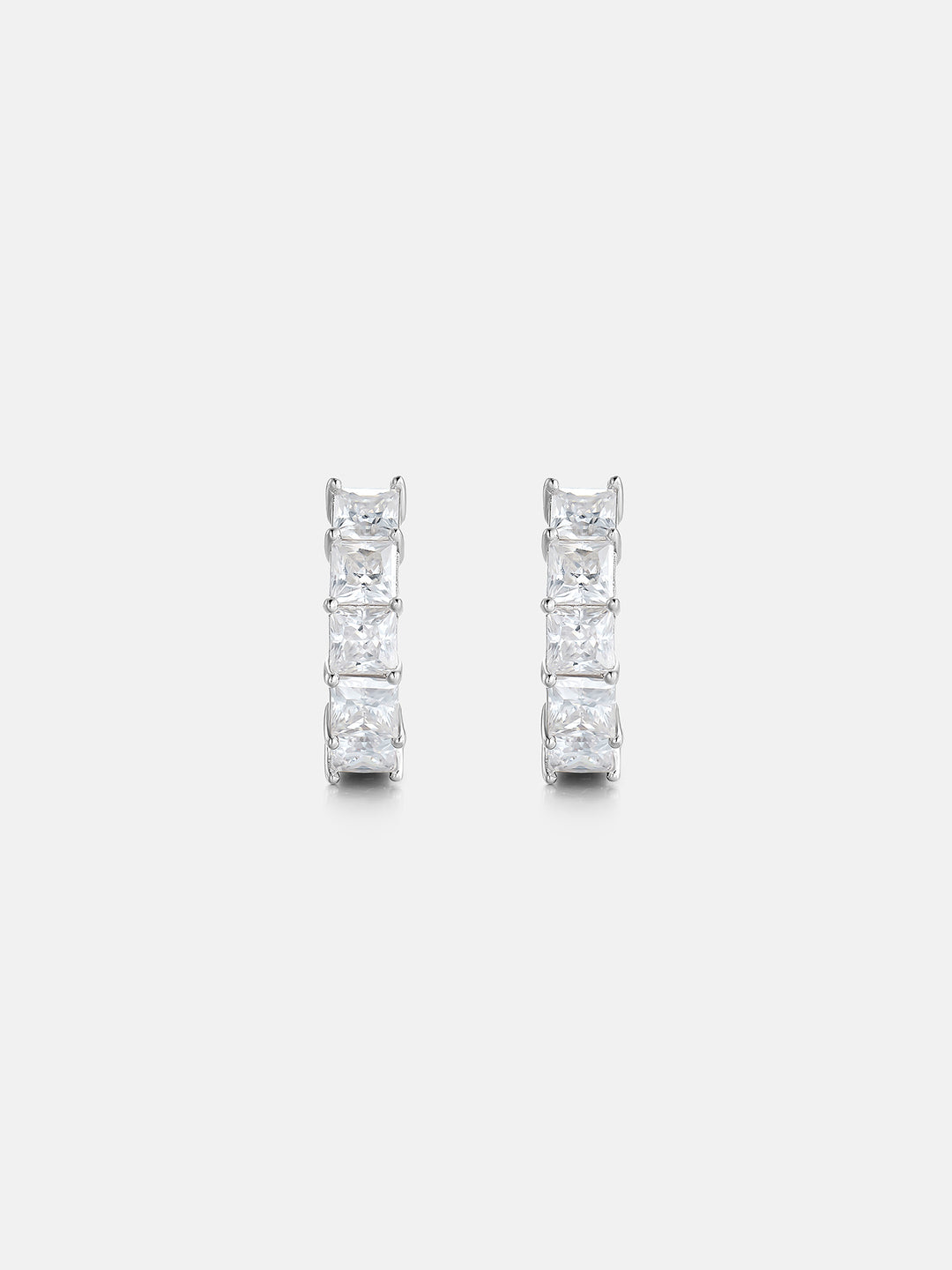925 Sterling Silver Princess Cut Hoop Earrings