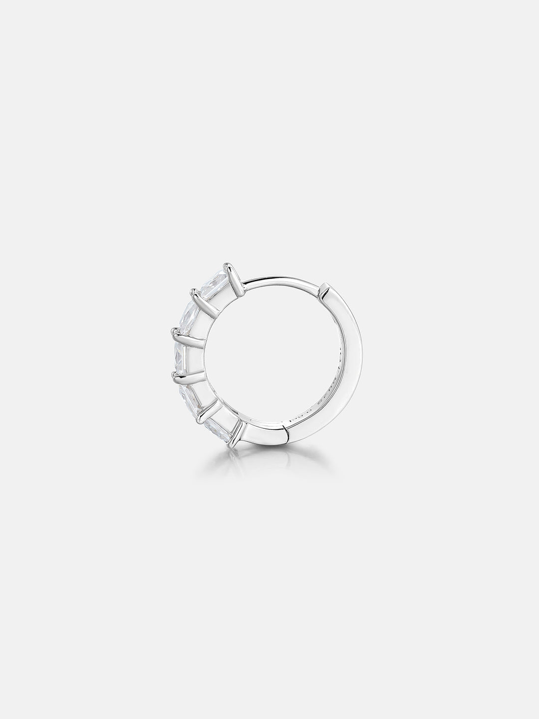 925 Sterling Silver Princess Cut Hoop Earrings