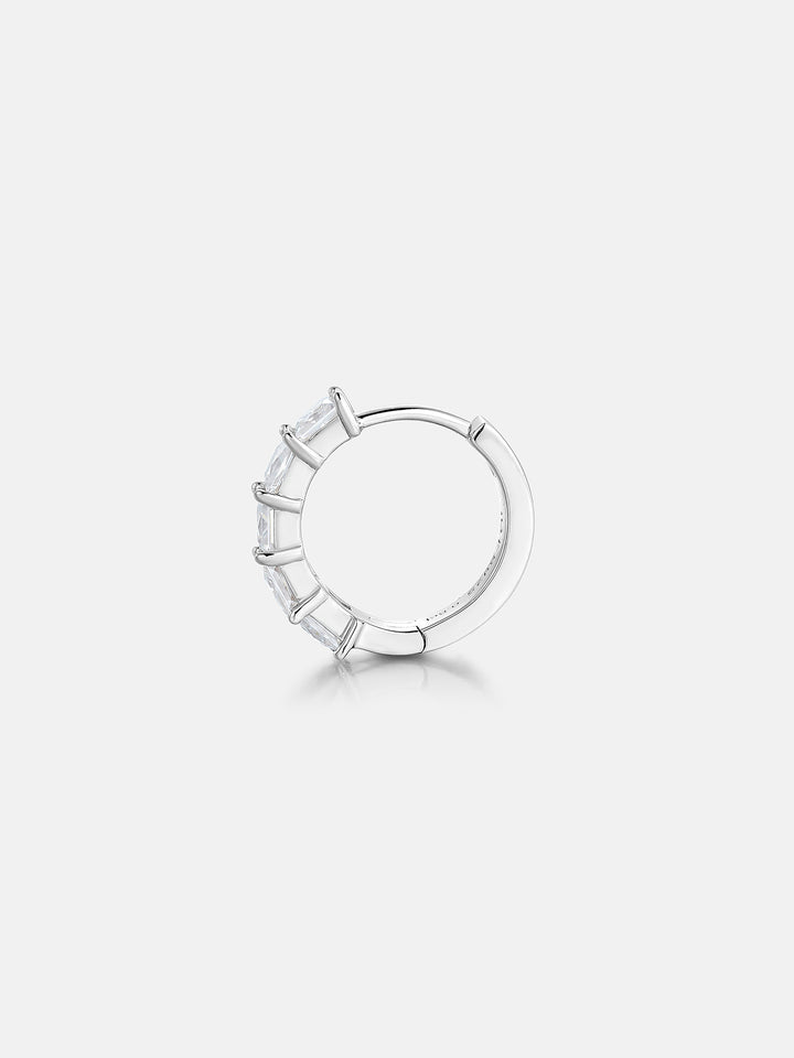925 Sterling Silver Princess Cut Hoop Earrings