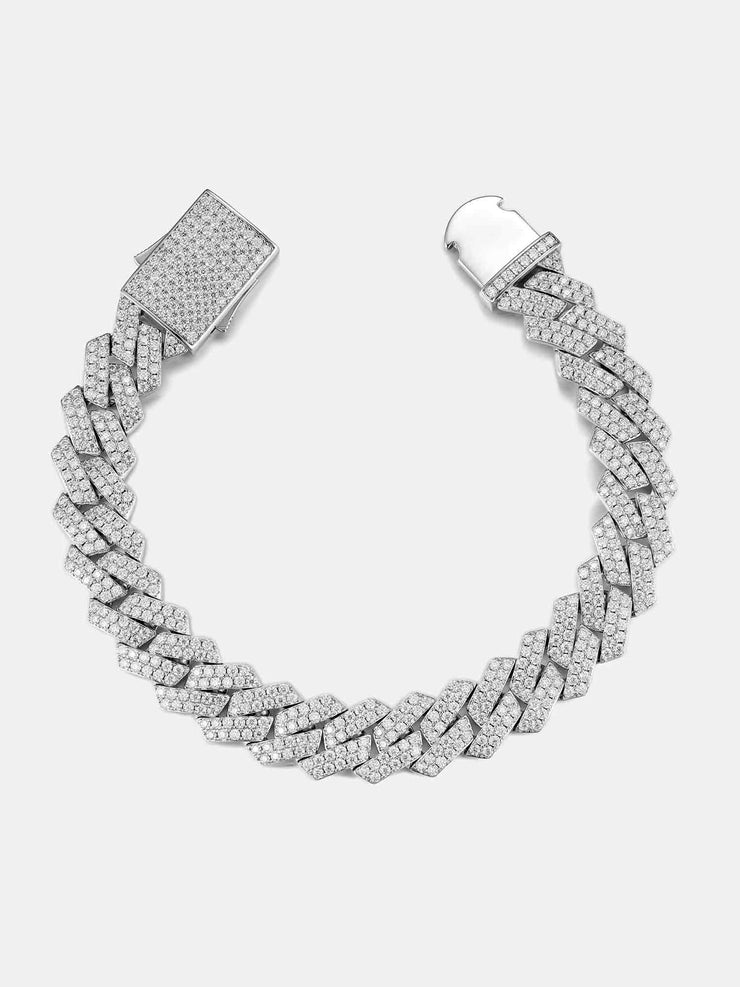 S925 Moissanite Prong Cuban Bracelet