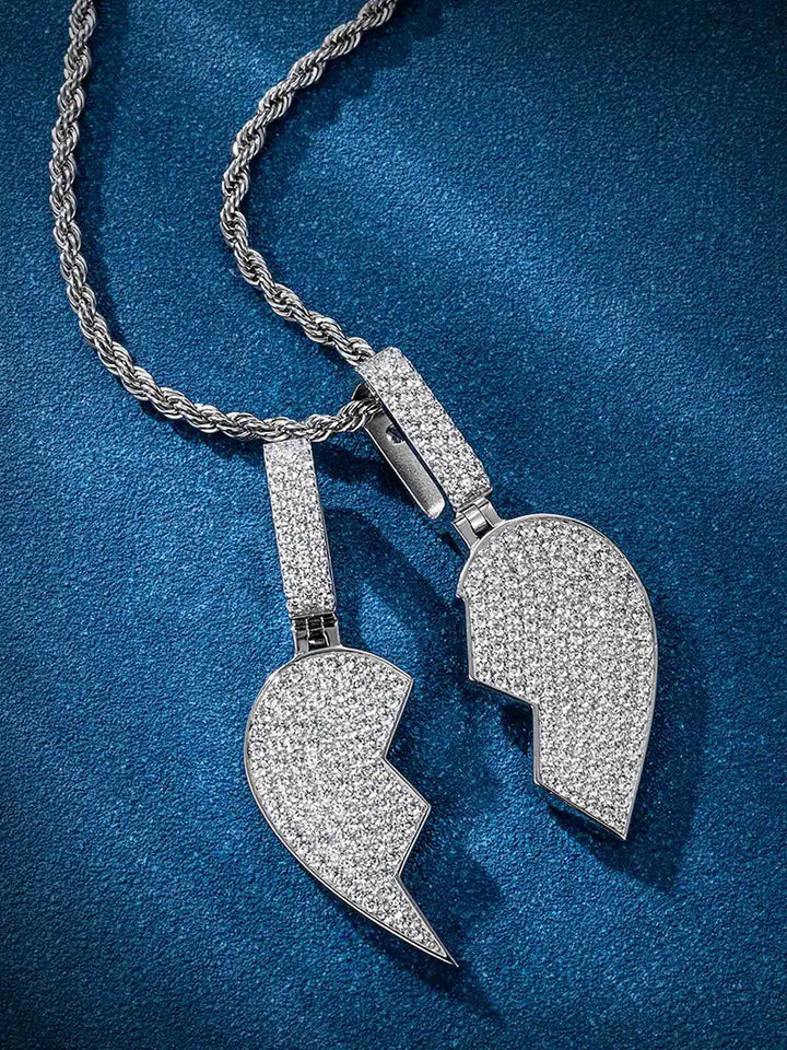 Moissanite Broken Heart Pendant