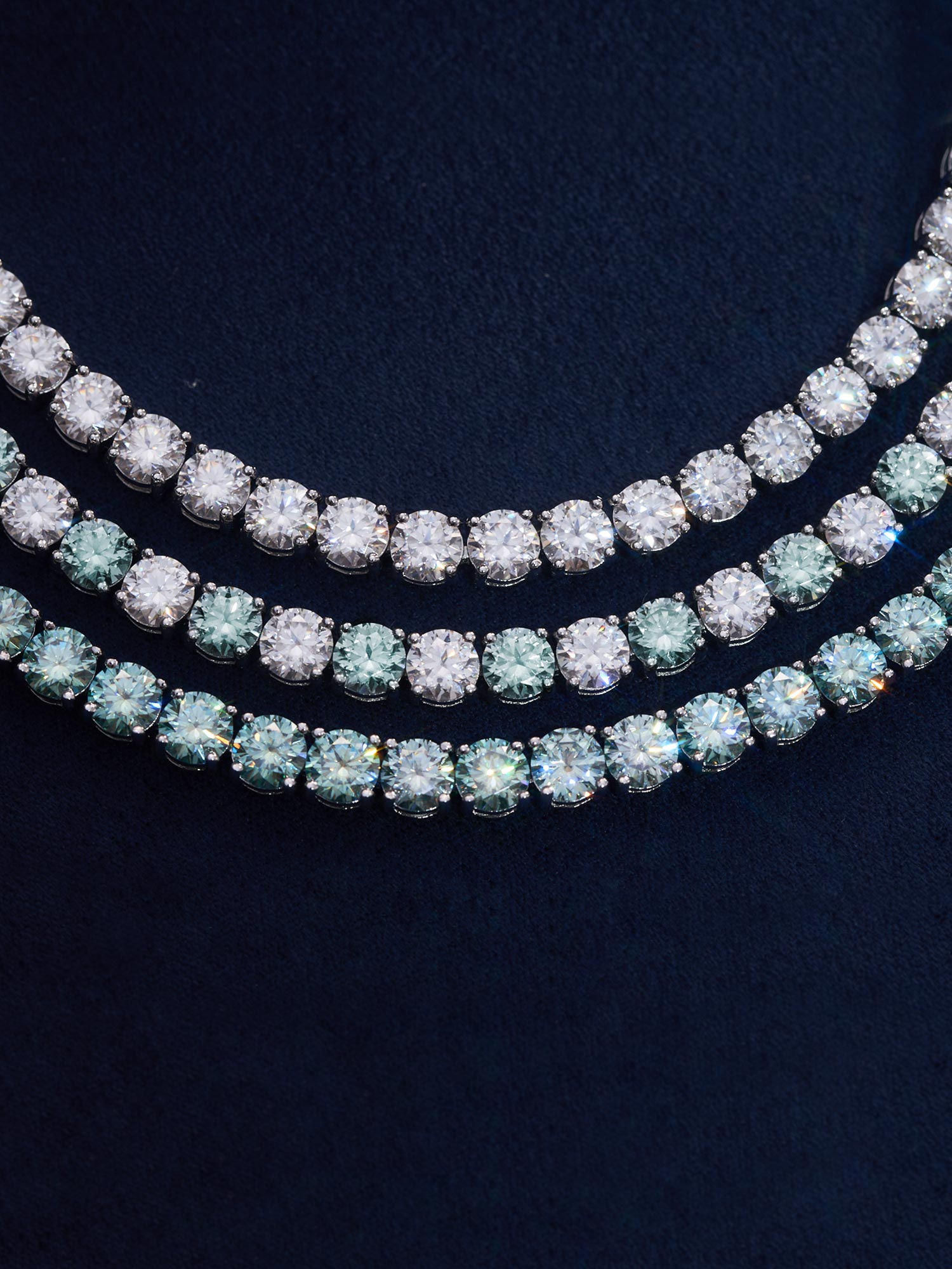 Blue & White Moissanite Tennis Chain Or Bracelet