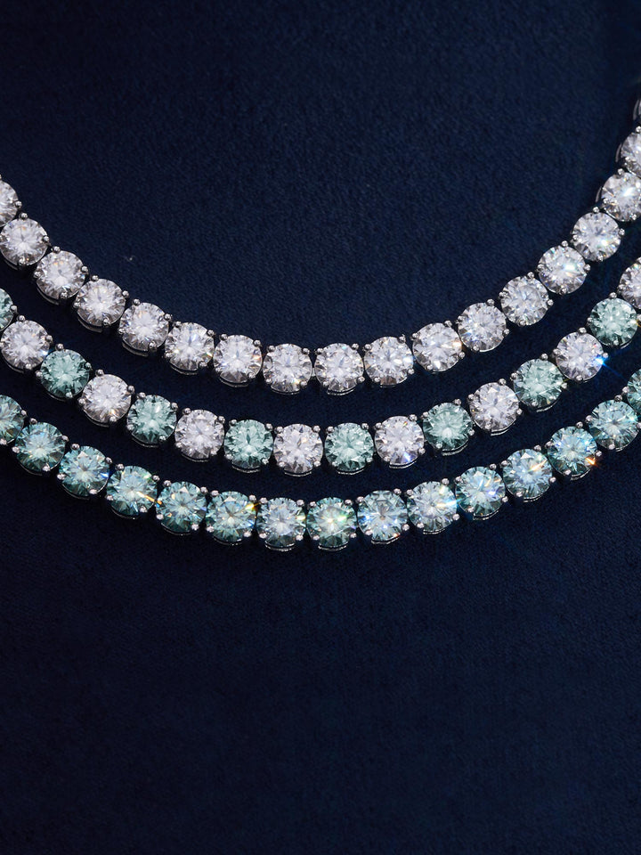 Blue & White Moissanite Tennis Chain Or Bracelet