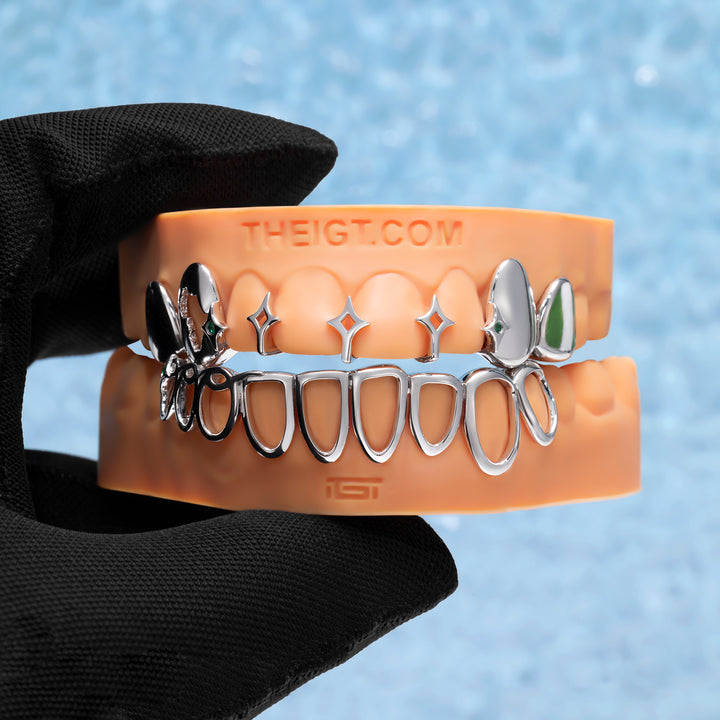 Africa Map Green Star Open Face Grillz