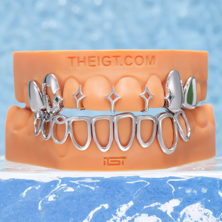 Africa Map Green Star Open Face Grillz