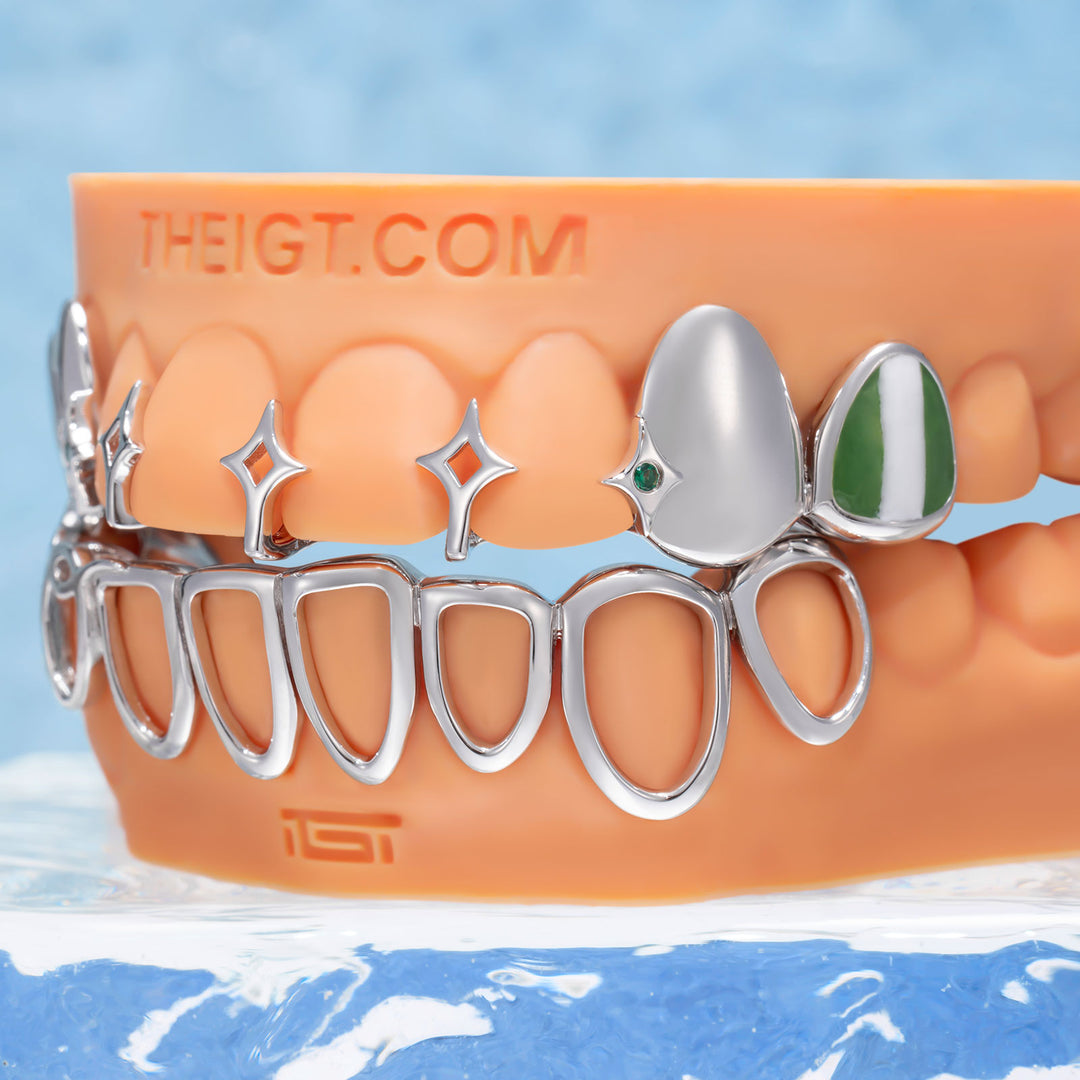 Africa Map Green Star Open Face Grillz