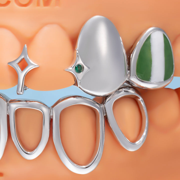 Africa Map Green Star Open Face Grillz