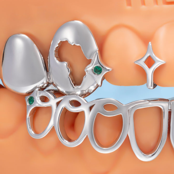 Africa Map Green Star Open Face Grillz