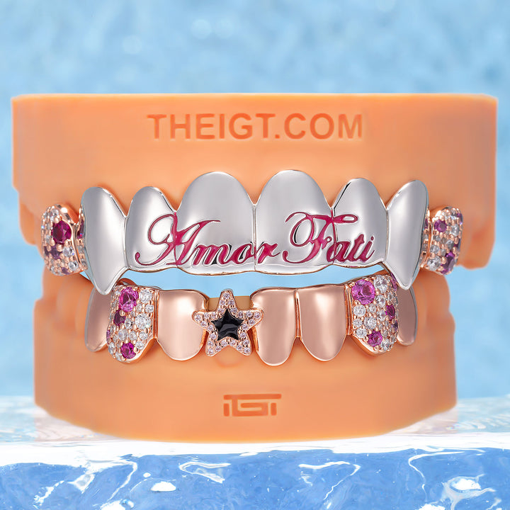 Amor Fati Two-Tone Dual Mosaic Fang Grillz