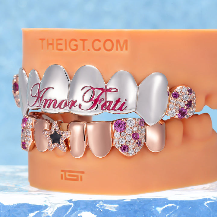 Amor Fati Two-Tone Dual Mosaic Fang Grillz