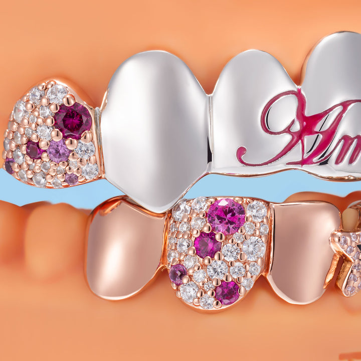 Amor Fati Two-Tone Dual Mosaic Fang Grillz