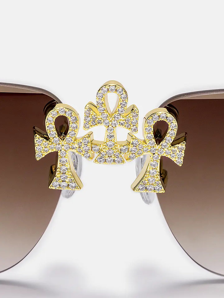 Anka Moissanite Sunglasses In Yellow Gold